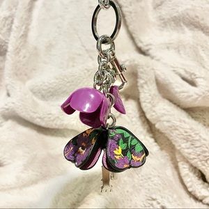 Coach Floral Leather Keychain Bag Charm